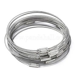 Cordons de bracelet en fil d'acier, avec fermoir à vis en alliage, anneau, 0.1 cm, diamètre intérieur: 2-7/8 pouce (7.2 cm)