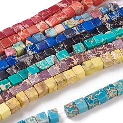 Fili di perle di diaspro imperiale naturale, tinto, cubo, colore misto, 4.5x4.5x4.5mm, Foro: 0.8 mm, circa 87~88pcs/filo, 15.1 pollice ~ 15.3 pollici (38.5~39 cm)