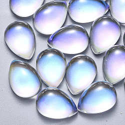 Cabochons en verre, de couleur plaquée ab , larme, clair ab, 18x13x7mm