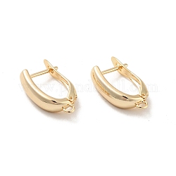 Rack Plating Brass Hoop Earring Findings with Latch Back Closure, with Horizontal Loop, Long-Lasting Plated, Cadmium Free & Lead Free, Real 14K Gold Plated, 20x11.5x4.7mm, Hole: 1.4mm, Pin: 1mm