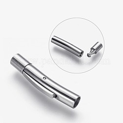 304 Stainless Steel Bayonet Clasps, Tube, Stainless Steel Color, 22.5x4x5mm, Hole: 3mm