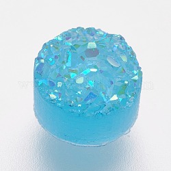Cabochons en résine d'imitation quartz druzy, plat rond, lumière bleu ciel, 6x3~3.5mm