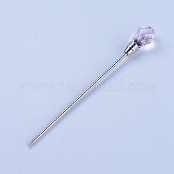 Nail Art Needle Dotting Tools, Picked Up Rhinestones and Stir Gel Powder Liquid, with Faceted Glass, Pink, 93x2~10mm