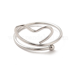 201 anneaux en acier inoxydable pour femme, coeur creux, couleur inoxydable, 1.2~3.5mm, diamètre intérieur : nous taille 8 (18.1 mm), cœur: 12.5x15.5 mm