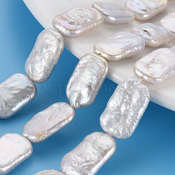 Chapelets de perles en Keshi naturel, perle de culture d'eau douce, rectangle, couleur de coquillage, 17~20x11~12x4~7mm, Trou: 0.6mm, Environ 20~21 pcs/chapelet, 14.96 pouce (38 cm)