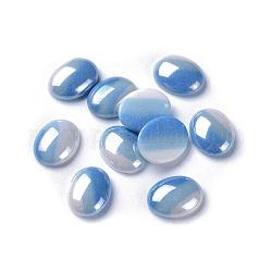 Opaque Glass Cabochons, Stripe Pattern, Oval, Colorful, 10x8x3mm