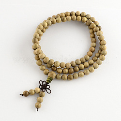 Товаров двойного назначения, обертывание стиль буддийский ювелирных Фиби sheareri дерево круглый бисера браслет или ожерелье, бледно золотарник, 840 мм, 108 шт / браслет