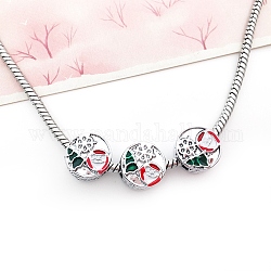 Perles européennes en alliage avec strass, Perles avec un grand trou   , le thème de Noël, le père noël, 10.5x8mm, Trou: 5mm