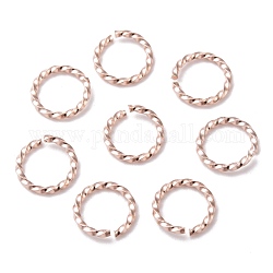 304 кольца прыжок из нержавеющей стали, открытые кольца прыжок, скрученный, розовое золото , 18 датчик, 6x1 мм, внутренний диаметр: 4 мм