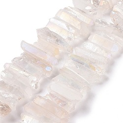 Brins de perles de cristal de quartz naturel, teinte, pépites, fumée blanche, 15~30x4~8x4~7mm, Trou: 1mm, 8 pouce