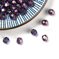 Perles de verre polies au feu tchèques, facette, tambour, violet, 6x6mm, trou: 1 mm, environ 380 PCs / sachet 