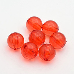 Transparent Acrylic Beads, Round, Red, 16mm, Hole: 2mm, about 200pcs/500g