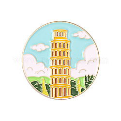 Legierungsbroschen zum frühlingsthema, Reise-Reversnadel aus Emaille, für Rucksackkleidung, golden, der Schiefe Turm von Pisa, 30 mm