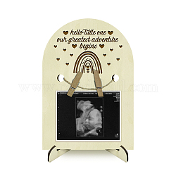 アーチ型木製アナウンス額縁スタンド  初めてのお母さんのための赤ちゃんの超音波検査フレーム  レインボー  180x125x4mm  穴：10mm