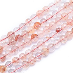 Rouge naturel quartz brins de perles, ronde, 8~8.5mm, Trou: 0.8mm, Environ 46 pcs/chapelet, 15.08 pouce (38.3 cm)