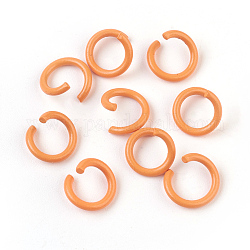Iron Jump Rings, Open Jump Rings, Orange, 17 Gauge, 8~8.5x1.2mm, Inner Diameter: 5~6mm