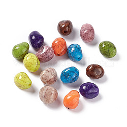 Perles acryliques opaques craquelées, turquoise d'imitation, ovale, couleur mixte, 13~14.5x12x11~12mm, Trou: 2mm, environ 422 pcs/500 g