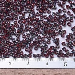 Cuentas de rocailles redondas miyuki, Abalorios de la semilla japonés, 11/0, (rr4521) picasso rojo opaco, 2x1.3mm, agujero: 0.8 mm, aproximamente 1111 unidades / 10 g