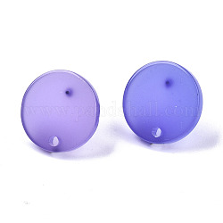 Risultati di orecchini a bottone in acetato di cellulosa (resina), con perno in ferro, rotondo e piatto, blu ardesia medio, 14x2mm, Foro: 1.5 mm, ago :0.7mm