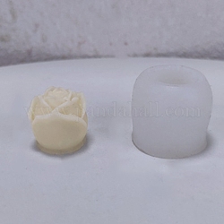 Valentine's Day Theme DIY Candle Silicone Molds, Handmade Soap Mold, Mousse Chocolate Cake Mold, Rose, White, 32x29mm, Inner Diameter: 21mm