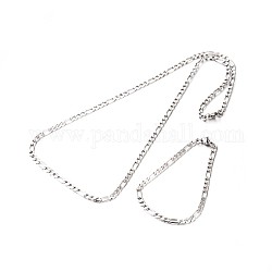 304 figaro de acero inoxidable conjuntos cadenas de joya, collares y pulseras, con cierre de langosta, facetados, color acero inoxidable, 23.6 pulgada (599 mm), 210 mm (8-1/4 pulgadas) x4.5 mm