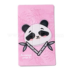 Tarjetas de exhibición de clip de pelo de papel, rectángulo con patrón de panda, rosa perla, 10.5x6.3x0.05 cm, agujero: 17x5.5 mm