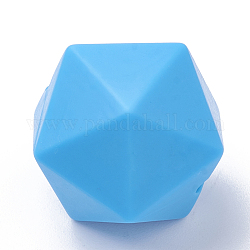 Perle focali in silicone ecologico per uso alimentare, masticare perline per i denti, fare collane fai-da-te fai-da-te, icosaedro, cielo blu profondo, 16.5x16.5x16.5mm, Foro: 2 mm