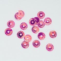 Accessori dell'ornamento paillette sfere di plastica disco, perle di paillettes, magenta, 6x0.2mm, Foro: 1 mm, circa 30000pcs/500g