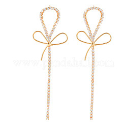 Bowknot klare Zirkonia-Ohrstecker, gewickelte riesige Ohrringe für Frauen, Nickelfrei, echtes 18k vergoldet, 78x23 mm, Stift: 0.6 mm
