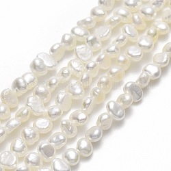 Brins de perles de culture d'eau douce naturelles, deux faces polies, linge, 4~5x3.5~4x2~2.5mm, Trou: 0.6mm, Environ 101~103 pcs/chapelet, 14.17~14.45'' (36~36.7 cm)
