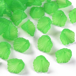 Milchigen Acryl Perlkappen, Blume, lime green, 12x12x9 mm, Bohrung: 1.2 mm, ca. 1700 Stk. / 500 g