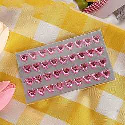 Pegatinas de rhinestone de pvc con forma de corazón 3d de dibujos animados, Calcomanías decorativas de corazón de cristal con gemas para manualidades infantiles, color de rosa caliente, 12mm, 36pcs / hoja