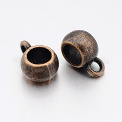 Staffe per tubi a rondelle in lega di stile tibetano, loop bails,  piombo e cadmio libero, perline bail, bronzo antico, 8x5mm, Foro: 2 mm, diametro interno: 5mm