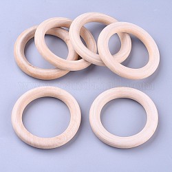 Anneaux de liaison en bois non fini, anneaux en bois de macramé, annulaire, kaki, 64~65x10mm, diamètre intérieur: 44 mm