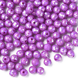 Perles acryliques opaques, de couleur plaquée ab , facette, ronde, orchidée noire, 6x5.5mm, Trou: 1.5mm, environ 4800 pcs/500 g
