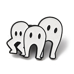Halloween lustige Geister Emaille Pins, Brosche aus schwarzer Legierung für Rucksackkleidung, weiß, 24.5x29x1.5 mm