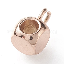 Ion Plating(IP) 304 Stainless Steel Tube Bails, Loop Bails, Cube Bail Beads, Rose Gold, 7x4x4mm, Hole: 1.6~1.8mm