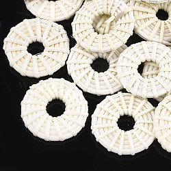 Плетеные кольца из тростника / ротанга ручной работы, для изготовления соломенных сережек и ожерелий, пончик, лимонный шифон, 39~42x5~6 мм, внутренний диаметр: 10~13 мм