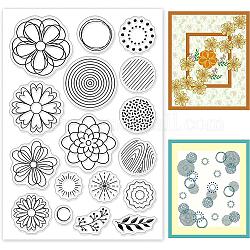 BENECREAT Flower Background Clear Stamps, Leaves Round Transparent Silicone Stamps for Card Making Decoration and DIY Scrapbooking Album, 16x11cm