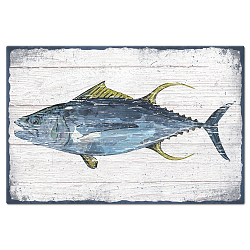 GLOBLELAND Tuna Fish Vintage Metal Tin Sign Plaque Poster 8×12inch Retro Metal Wall Decorative Tin Painting Signs for Home Kitchen Bar Coffee Shop Club Orchard Decoration