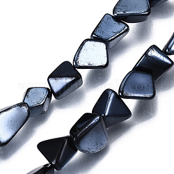 Fili di perle di vetro placcato opaco, pepite, nero, 6.5~16.5x5.5~11.5x3.5~9.5mm, Foro: 1.2 mm, circa 61~70pcs/filo, 20.47~23.23 pollice (52 cm ~ 59 cm)