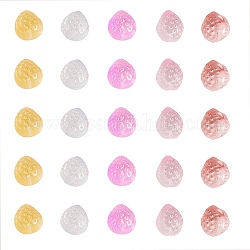 Perles vernissées manuelles, demi-trou, fraise, couleur mixte, 15x13mm, Trou: 1mm, 5 couleurs, 10 pcs / couleur, 50 pcs / boîte