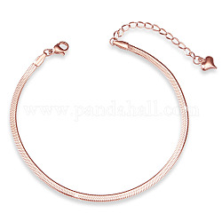 Bracelets de cheville à chaîne serpent en acier titane, avec fermoir pince de homard, or rose, 7-7/8 pouce (20 cm)