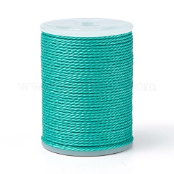 Cordón redondo de poliéster encerado, cordón encerado de taiwán, cuerda retorcida, turquesa, 1mm, alrededor de 12.02 yarda (11 m) / rollo