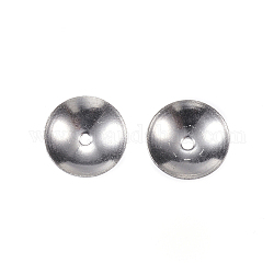 304 Stainless Steel Bead Caps, Round, Stainless Steel Color, 8x2.5mm, Hole: 0.5mm