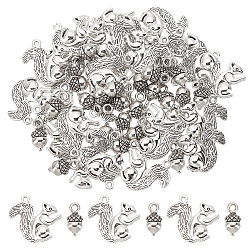 SUNNYCLUE 60Pcs 2 Style Alloy Charms, Cadmium Free & Lead Free, Squirrel & Acorns, Antique Silver, 14~21x7~21.5x3.5~6mm, Hole: 2mm, about 30pcs/style