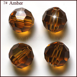 Perles d'imitation cristal autrichien, grade AAA, facetté (32 facettes), ronde, Sienna, 6mm, Trou: 0.7~0.9mm