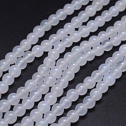 Grade un agata naturale perle tonde fili, tinto, fumo bianco, 4mm, Foro: 0.8 mm, circa 95pcs/filo, 15.3 pollice