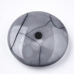 Abalorios de resina, imitación turquesa, plano y redondo, gris claro, 19x5mm, agujero: 2 mm