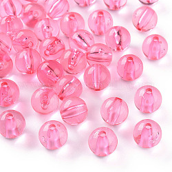 Perles en acrylique transparente, ronde, rose chaud, 12x11mm, Trou: 2.5mm, environ 566 pcs/500 g